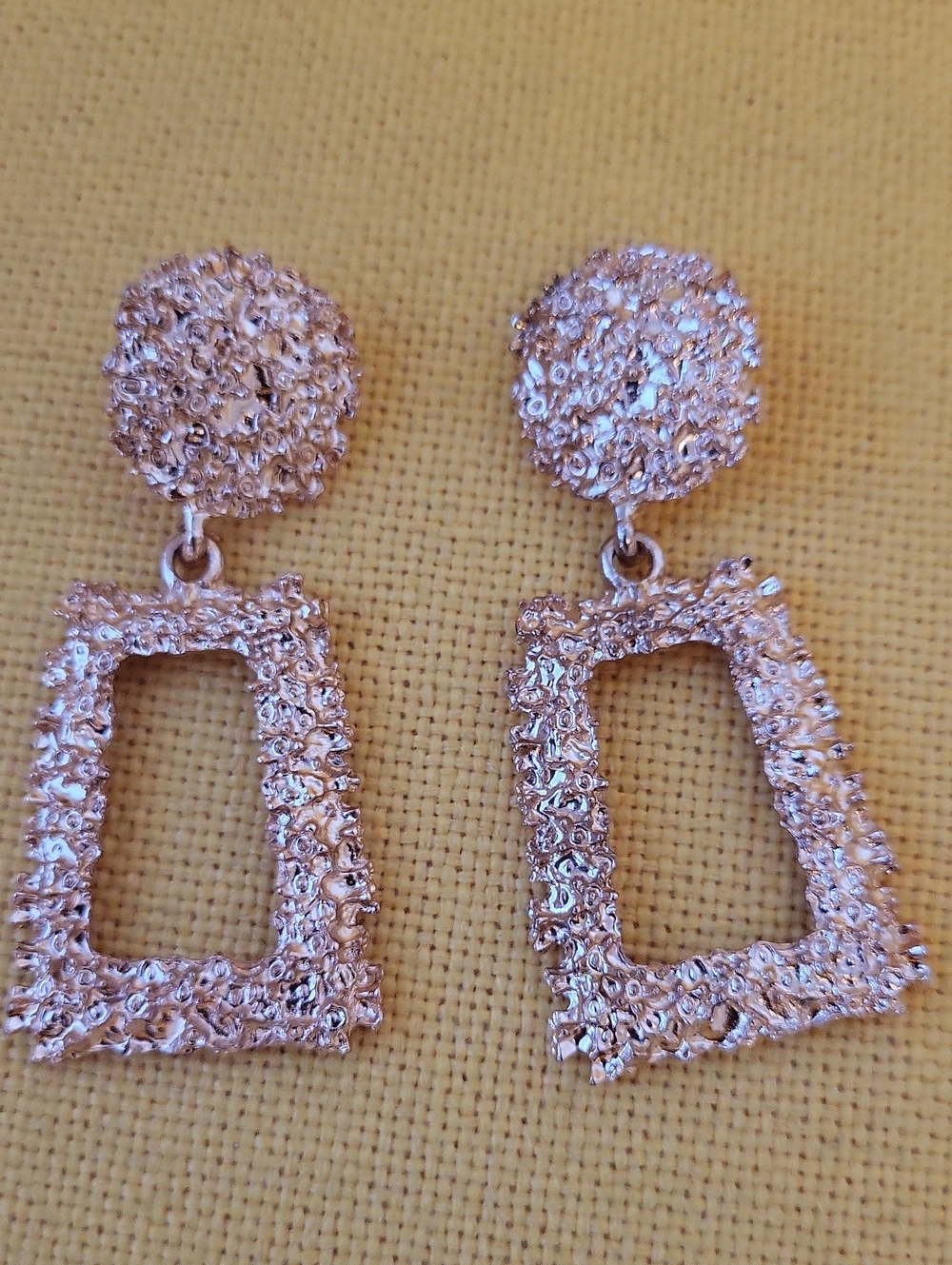 Elegant Silver-Tone Textured Drop Earrings - Women Jewelry